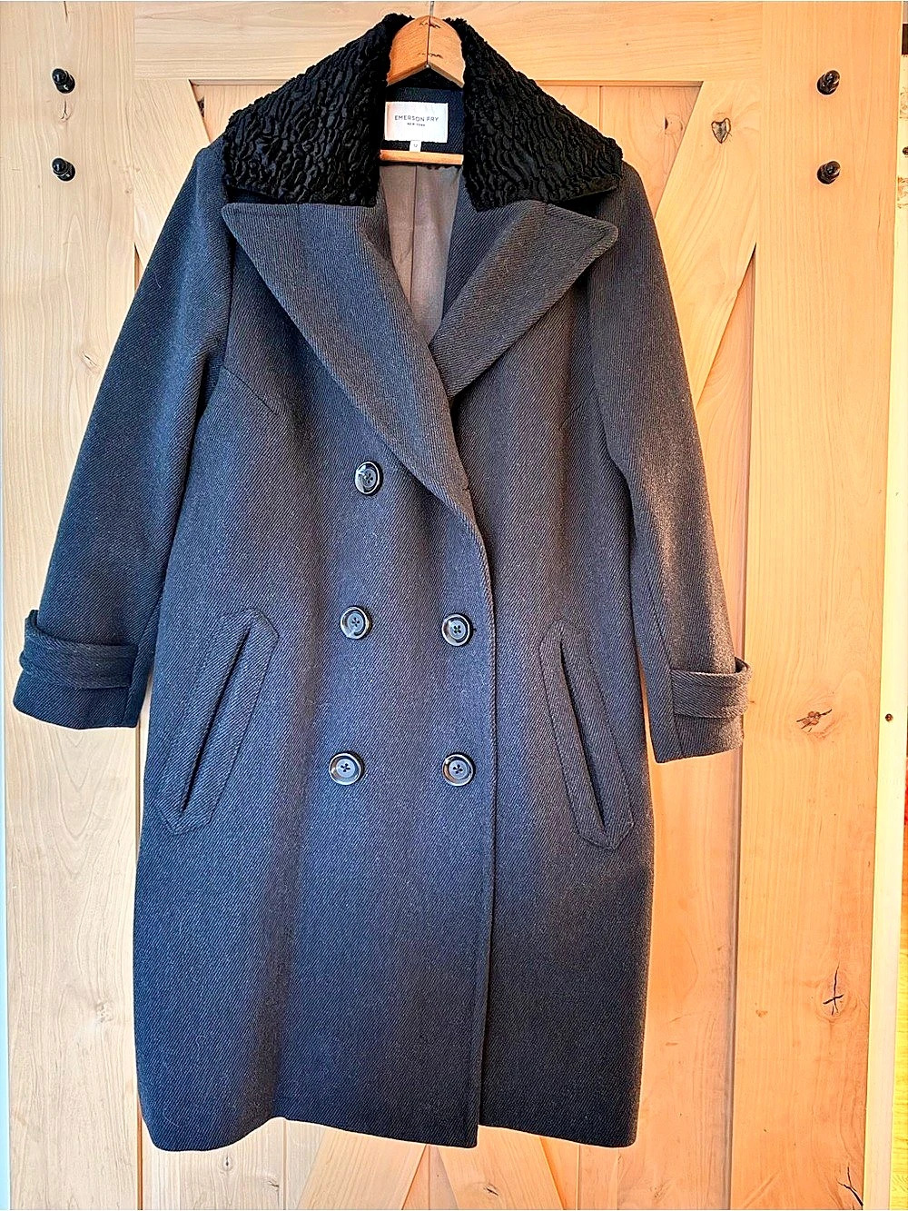 Emerson Fry Wool Blend Pea Coat Black Size 12 Like New